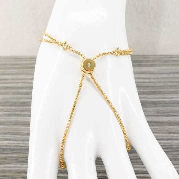 Tory Burch Logo Pearl Slider Adjustable Bracelet Gold OS - Picture 8 of 12